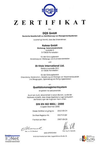 DQS-Zertifikat von DI-VISIO